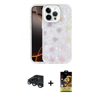MARSİLYAN™- iPhone 15 Pro Kılıf Odak Prime - Siyah Buffer Cam Ekran Koruyucu + Raze Metal Kamera Lens - LT