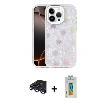 MARSİLYAN™- iPhone 15 Pro Kılıf Odak Prime - Siyah Polymer Nano Ekran Koruyucu + Raze Metal Kamera Lens - LT