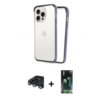 MARSİLYAN™- iPhone 15 Pro Kılıf Pusula Asil Koleksiyonu - Siyah 360 Mat Full Body Arka Koruyucu + Raze Metal Kamera Lens - LT
