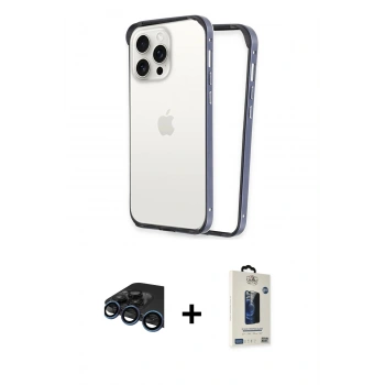 MARSİLYAN™- iPhone 15 Pro Kılıf Pusula Asil Koleksiyonu - Siyah Bilvis Hayalet Cam Ekran Koruyucu + Raze Metal Kamera Lens - LT