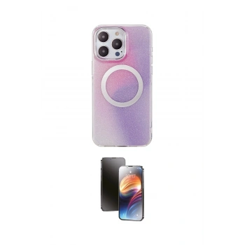 MARSİLYAN™- iPhone 15 Pro Kılıf Pusula Form - Siyah 3D Antistatik Mat Seramik Nano Ekran Koruyucu