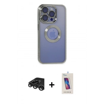 MARSİLYAN™- iPhone 15 Pro Kılıf Pusula Form - Siyah Joko 5D Cam + Raze Metal Kamera Lens - TMGI