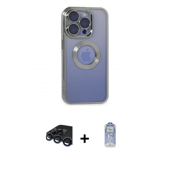 MARSİLYAN™- iPhone 15 Pro Kılıf Pusula Form - Siyah Joko Magic 5D Cam + Raze Metal Kamera Lens - LT