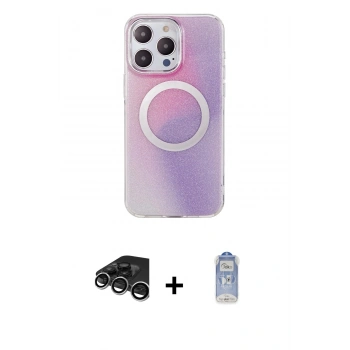 MARSİLYAN™- iPhone 15 Pro Kılıf Pusula Form - Siyah Joko Magic 5D Cam + Raze Metal Kamera Lens - GS