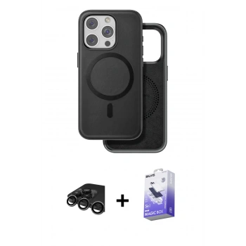 MARSİLYAN™- iPhone 15 Pro Kılıf Pusula Işık Koleksiyonu - Siyah Bilvis 5in1 5D Magic Hayalet Cam Ekran Koruyucu + Raze Metal Kamera Lens - TMGI