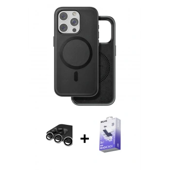MARSİLYAN™- iPhone 15 Pro Kılıf Pusula Işık Koleksiyonu - Siyah Bilvis 5in1 5D Magic Hayalet Cam Ekran Koruyucu + Raze Metal Kamera Lens - GS