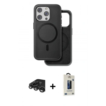 MARSİLYAN™- iPhone 15 Pro Kılıf Pusula Işık Koleksiyonu - Siyah Bilvis Hayalet Cam Ekran Koruyucu + Raze Metal Kamera Lens - TMGI