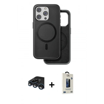MARSİLYAN™- iPhone 15 Pro Kılıf Pusula Işık Koleksiyonu - Siyah Bilvis Hayalet Cam Ekran Koruyucu + Raze Metal Kamera Lens - LT