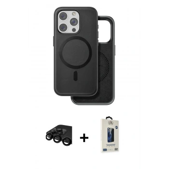 MARSİLYAN™- iPhone 15 Pro Kılıf Pusula Işık Koleksiyonu - Siyah Bilvis Hayalet Cam Ekran Koruyucu + Raze Metal Kamera Lens - SH