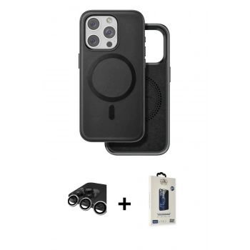 MARSİLYAN™- iPhone 15 Pro Kılıf Pusula Işık Koleksiyonu - Siyah Bilvis Hayalet Cam Ekran Koruyucu + Raze Metal Kamera Lens - GS