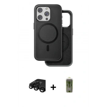 MARSİLYAN™- iPhone 15 Pro Kılıf Pusula Işık Koleksiyonu - Siyah Joko Magic 5D Hayalet Cam + Raze Metal Kamera Lens - SH