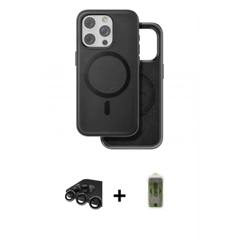 MARSİLYAN™- iPhone 15 Pro Kılıf Pusula Işık Koleksiyonu - Siyah Joko Magic 5D Hayalet Cam + Raze Metal Kamera Lens - TMGI