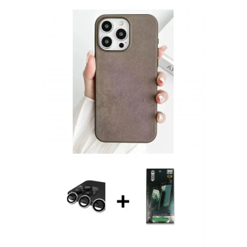 MARSİLYAN™- iPhone 15 Pro Kılıf Pusula Modern - Siyah 360 Mat Full Body Arka Koruyucu + Raze Metal Kamera Lens - GS