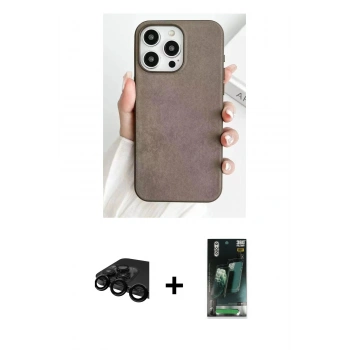 MARSİLYAN™- iPhone 15 Pro Kılıf Pusula Modern - Siyah 360 Mat Full Body Arka Koruyucu + Raze Metal Kamera Lens - SH