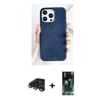 MARSİLYAN™- iPhone 15 Pro Kılıf Pusula Modern - Siyah 360 Mat Full Body Arka Koruyucu + Raze Metal Kamera Lens - TMGI