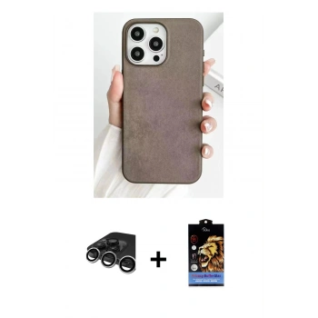MARSİLYAN™- iPhone 15 Pro Kılıf Pusula Modern - Siyah Buffer Hayalet Cam Ekran Koruyucu + Raze Metal Kamera Lens - GS