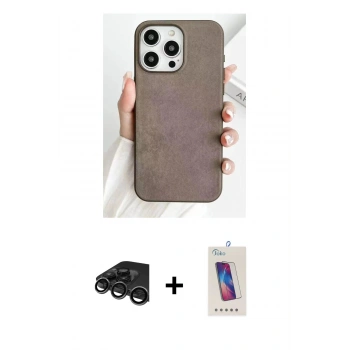 MARSİLYAN™- iPhone 15 Pro Kılıf Pusula Modern - Siyah Joko 5D Cam + Raze Metal Kamera Lens - TMGI