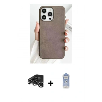 MARSİLYAN™- iPhone 15 Pro Kılıf Pusula Modern - Siyah Joko Magic 5D Cam + Raze Metal Kamera Lens - GS