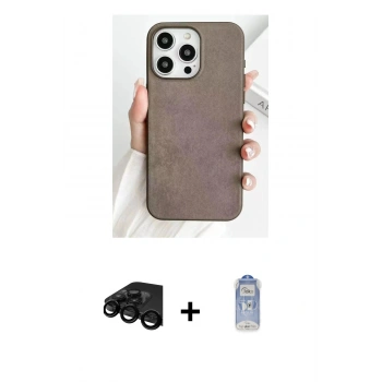 MARSİLYAN™- iPhone 15 Pro Kılıf Pusula Modern - Siyah Joko Magic 5D Cam + Raze Metal Kamera Lens - SH