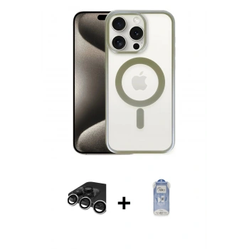 MARSİLYAN™- iPhone 15 Pro Kılıf Siluet Çizgi Serisi - Siyah Joko Magic 5D Cam + Raze Metal Kamera Lens - GS