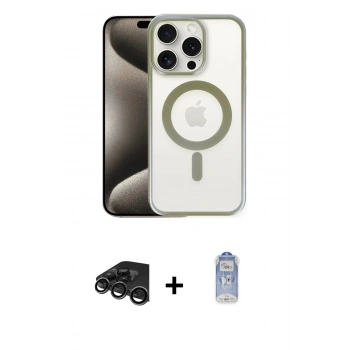 MARSİLYAN™- iPhone 15 Pro Kılıf Siluet Çizgi Serisi - Siyah Joko Magic 5D Cam + Raze Metal Kamera Lens - TMGI