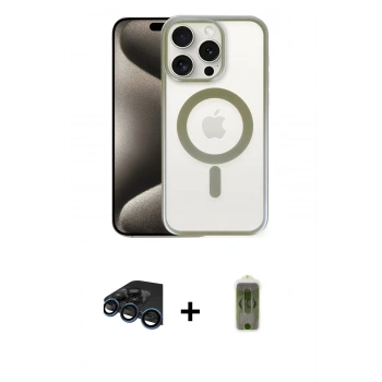 MARSİLYAN™- iPhone 15 Pro Kılıf Siluet Çizgi Serisi - Siyah Joko Magic 5D Hayalet Cam + Raze Metal Kamera Lens - LT