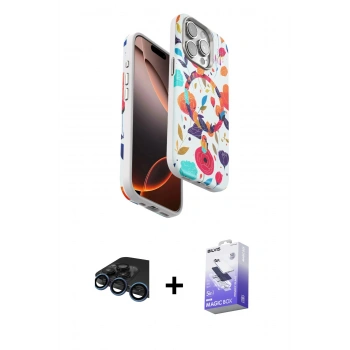 MARSİLYAN™- iPhone 15 Pro Kılıf Siluet Doku - Siyah Bilvis 5in1 5D Magic Hayalet Cam Ekran Koruyucu + Raze Metal Kamera Lens - LT
