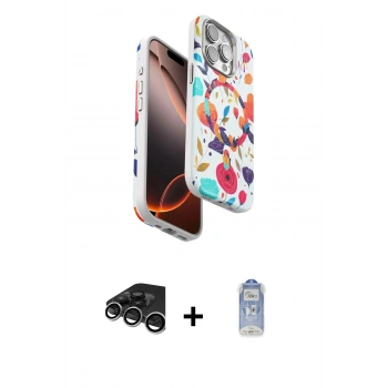 MARSİLYAN™- iPhone 15 Pro Kılıf Siluet Doku - Siyah Joko Magic 5D Cam + Raze Metal Kamera Lens - GS