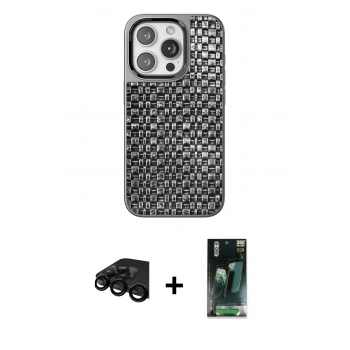 MARSİLYAN™- iPhone 15 Pro Kılıf Siluet Form Serisi - Şeffaf 360 Full Body Arka Koruyucu + Raze Metal Kamera Lens - SH