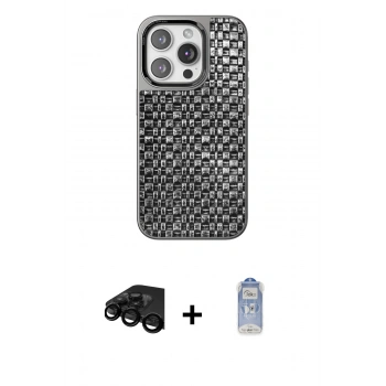 MARSİLYAN™- iPhone 15 Pro Kılıf Siluet Form Serisi - Siyah Joko Magic 5D Cam + Raze Metal Kamera Lens - SH
