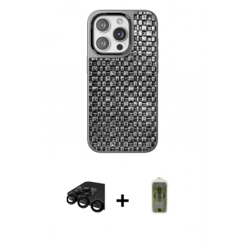 MARSİLYAN™- iPhone 15 Pro Kılıf Siluet Form Serisi - Siyah Joko Magic 5D Hayalet Cam + Raze Metal Kamera Lens - SH