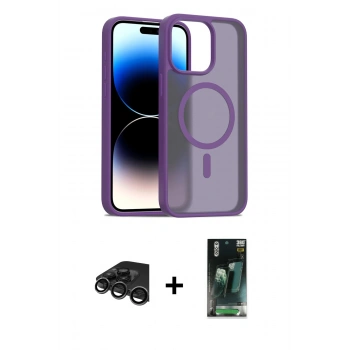 MARSİLYAN™- iPhone 15 Pro Kılıf Siluet Minimal Prime - Şeffaf 360 Full Body Arka Koruyucu + Raze Metal Kamera Lens - TMGI