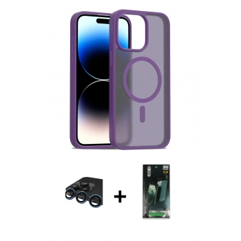 MARSİLYAN™- iPhone 15 Pro Kılıf Siluet Minimal Prime - Siyah 360 Mat Full Body Arka Koruyucu + Raze Metal Kamera Lens - LT