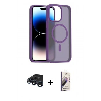 MARSİLYAN™- iPhone 15 Pro Kılıf Siluet Minimal Prime - Siyah Bilvis 3D Mat Cam Ekran Koruyucu + Raze Metal Kamera Lens - LT