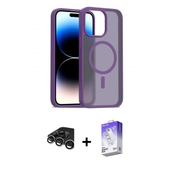 MARSİLYAN™- iPhone 15 Pro Kılıf Siluet Minimal Prime - Siyah Bilvis 5in1 3D Magic Cam Ekran Koruyucu + Raze Metal Kamera Lens - GS