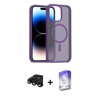 MARSİLYAN™- iPhone 15 Pro Kılıf Siluet Minimal Prime - Siyah Bilvis 5in1 3D Magic Cam Ekran Koruyucu + Raze Metal Kamera Lens - SH