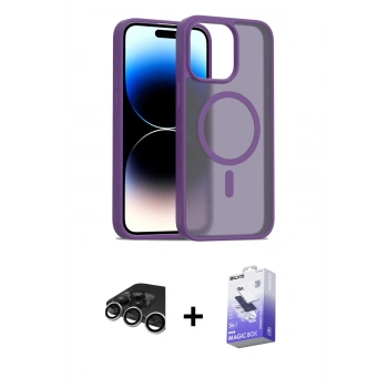 MARSİLYAN™- iPhone 15 Pro Kılıf Siluet Minimal Prime - Siyah Bilvis 5in1 5D Magic Hayalet Cam Ekran Koruyucu + Raze Metal Kamera Lens - GS