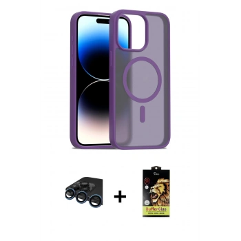 MARSİLYAN™- iPhone 15 Pro Kılıf Siluet Minimal Prime - Siyah Buffer Cam Ekran Koruyucu + Raze Metal Kamera Lens - LT