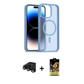 MARSİLYAN™- iPhone 15 Pro Kılıf Siluet Minimal Prime - Siyah Buffer Cam Ekran Koruyucu + Raze Metal Kamera Lens - SH