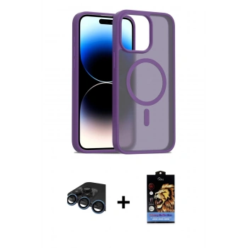 MARSİLYAN™- iPhone 15 Pro Kılıf Siluet Minimal Prime - Siyah Buffer Hayalet Cam Ekran Koruyucu + Raze Metal Kamera Lens - LT