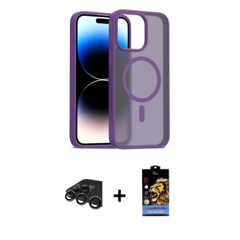 MARSİLYAN™- iPhone 15 Pro Kılıf Siluet Minimal Prime - Siyah Buffer Hayalet Cam Ekran Koruyucu + Raze Metal Kamera Lens - TMGI
