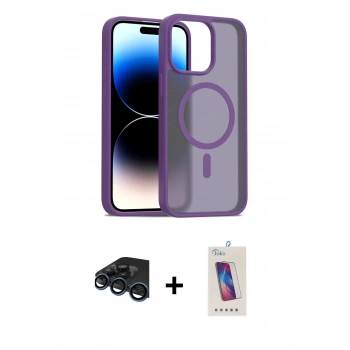 MARSİLYAN™- iPhone 15 Pro Kılıf Siluet Minimal Prime - Siyah Joko 5D Cam + Raze Metal Kamera Lens - LT