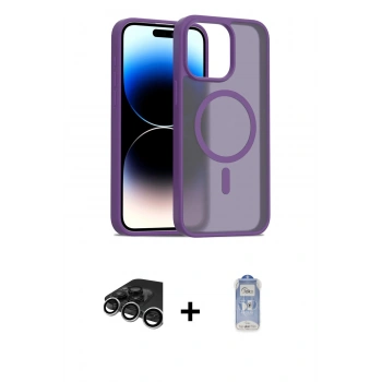 MARSİLYAN™- iPhone 15 Pro Kılıf Siluet Minimal Prime - Siyah Joko Magic 5D Cam + Raze Metal Kamera Lens - GS
