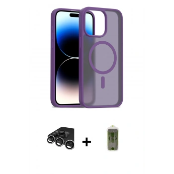 MARSİLYAN™- iPhone 15 Pro Kılıf Siluet Minimal Prime - Siyah Joko Magic 5D Hayalet Cam + Raze Metal Kamera Lens - GS