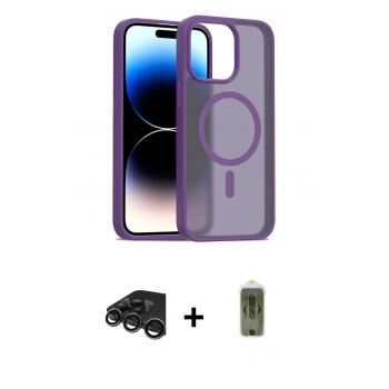 MARSİLYAN™- iPhone 15 Pro Kılıf Siluet Minimal Prime - Siyah Joko Magic 5D Hayalet Cam + Raze Metal Kamera Lens - TMGI