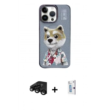 MARSİLYAN™- iPhone 15 Pro Kılıf Siluet Modern Özel Seri - Siyah Bilvis 0.18mm Plus Cam Ekran Koruyucu + Raze Metal Kamera Lens - SH