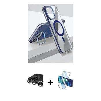 MARSİLYAN™- iPhone 15 Pro Kılıf Vadi Çizgi Özel Seri - Siyah 3D Antistatik Seramik Nano Ekran Koruyucu + Raze Metal Kamera Lens - GS