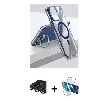 MARSİLYAN™- iPhone 15 Pro Kılıf Vadi Çizgi Özel Seri - Siyah 3D Antistatik Seramik Nano Ekran Koruyucu + Raze Metal Kamera Lens - LT
