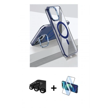 MARSİLYAN™- iPhone 15 Pro Kılıf Vadi Çizgi Özel Seri - Siyah 3D Antistatik Seramik Nano Ekran Koruyucu + Raze Metal Kamera Lens - SH