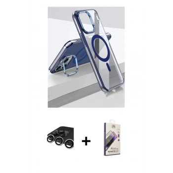 MARSİLYAN™- iPhone 15 Pro Kılıf Vadi Çizgi Özel Seri - Siyah Bilvis 3D Mat Cam Ekran Koruyucu + Raze Metal Kamera Lens - GS